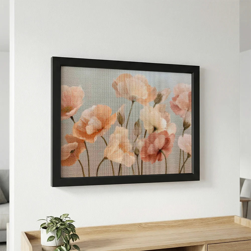 Diamond Painting - Klaprozen in zachte kleuren