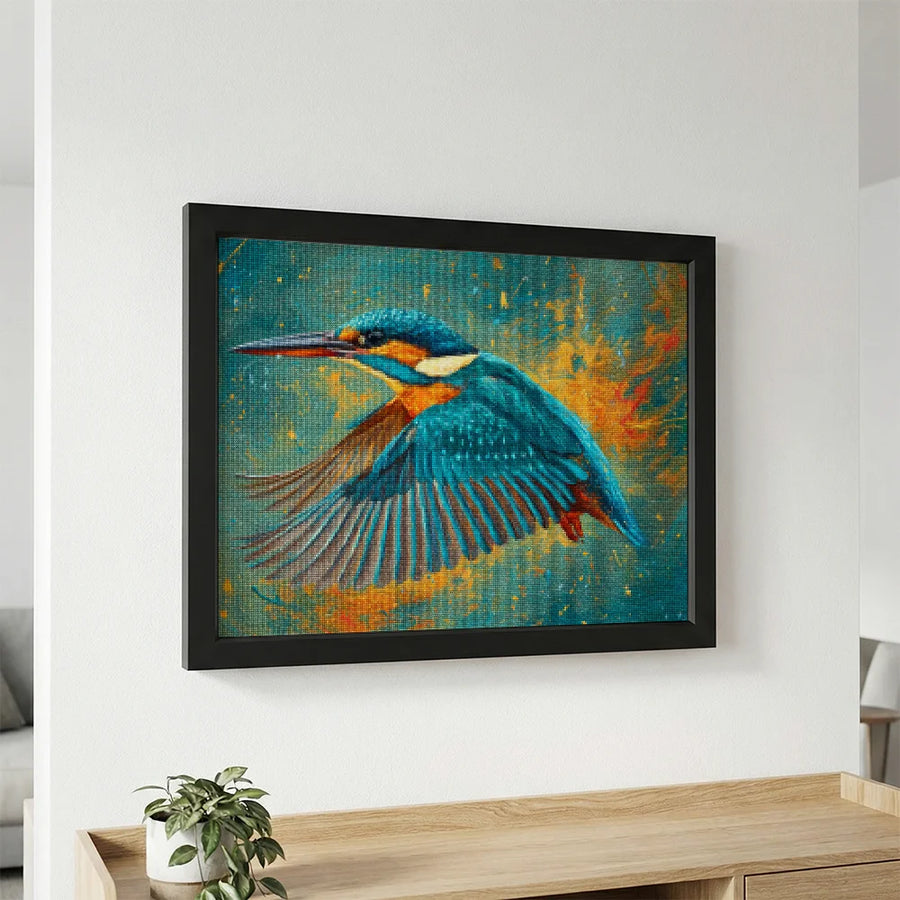 Diamond Painting - IJsvogel in Actie door Vuur en Wind