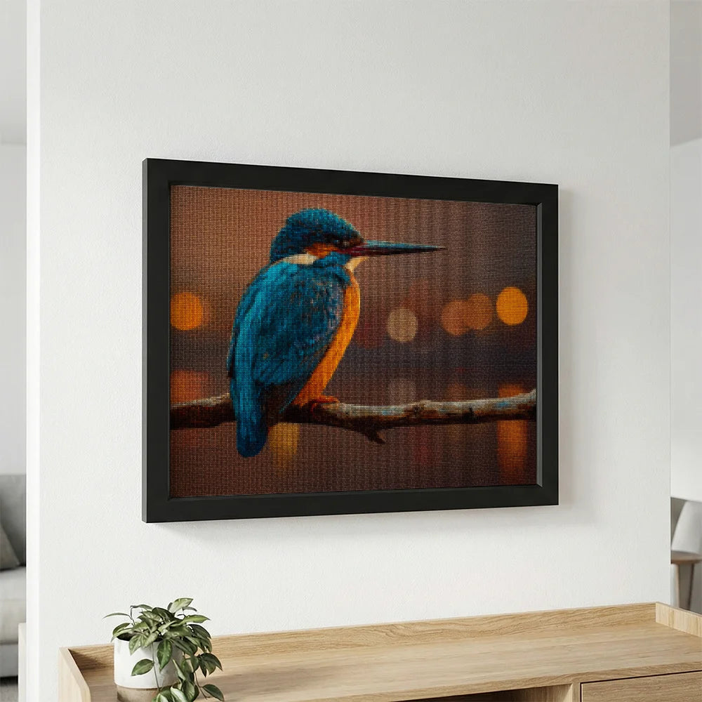 Diamond Painting - Panoramische IJsvogel in Avondgloed