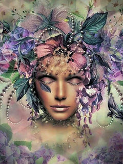 Diamond Painting Vrouwen met bloem en vogel - SEOS Shop ®