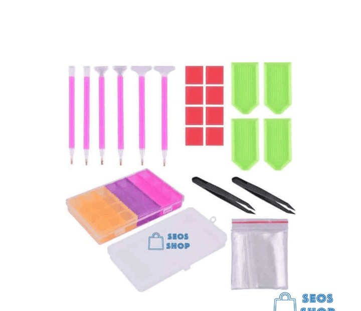 Uitgebreid diamond painting starterspakket met sorteerdoos en tools