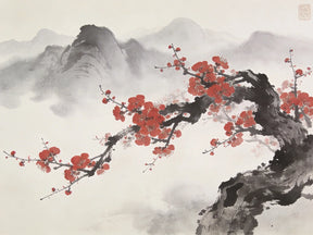 Diamond Painting - Kersenbloesem voor mistige bergtoppen Japandi panorama