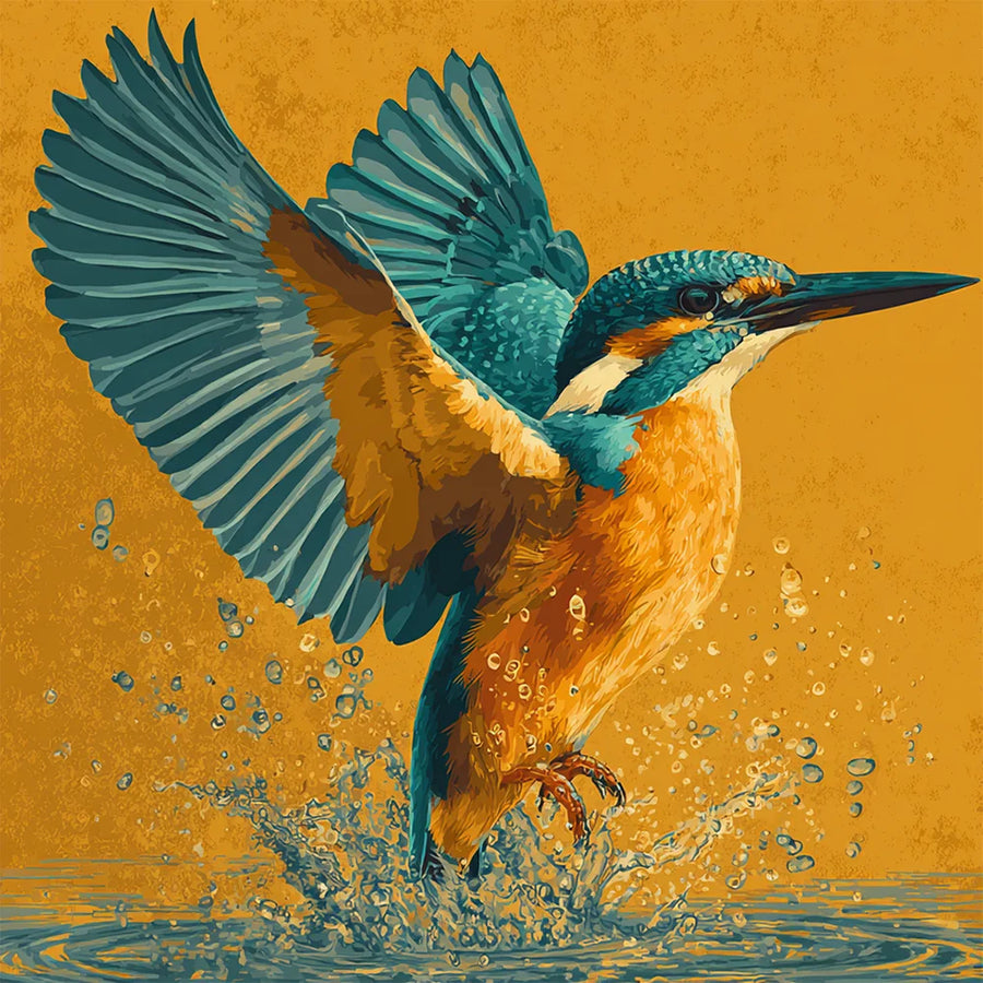 Diamond Painting - IJsvogel met Gespreide Vleugels