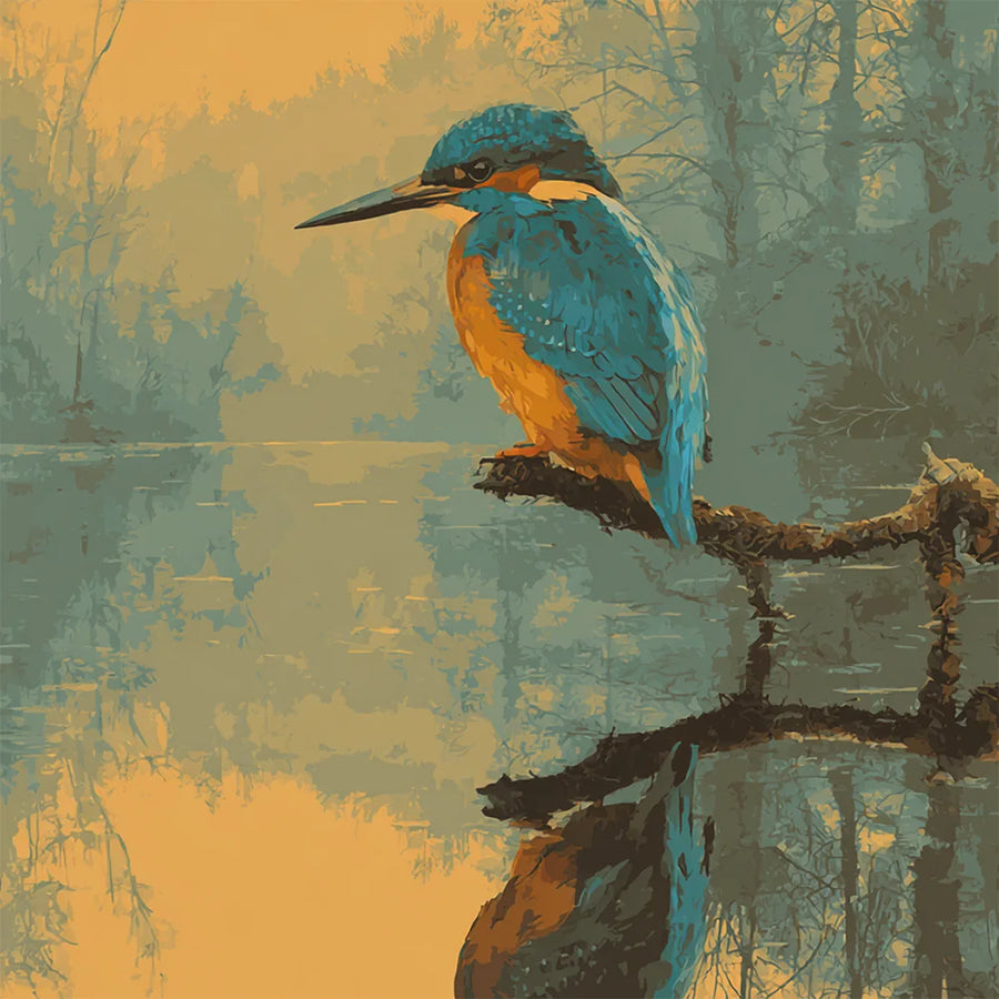 Diamond Painting - IJsvogel Grunge aan het Water