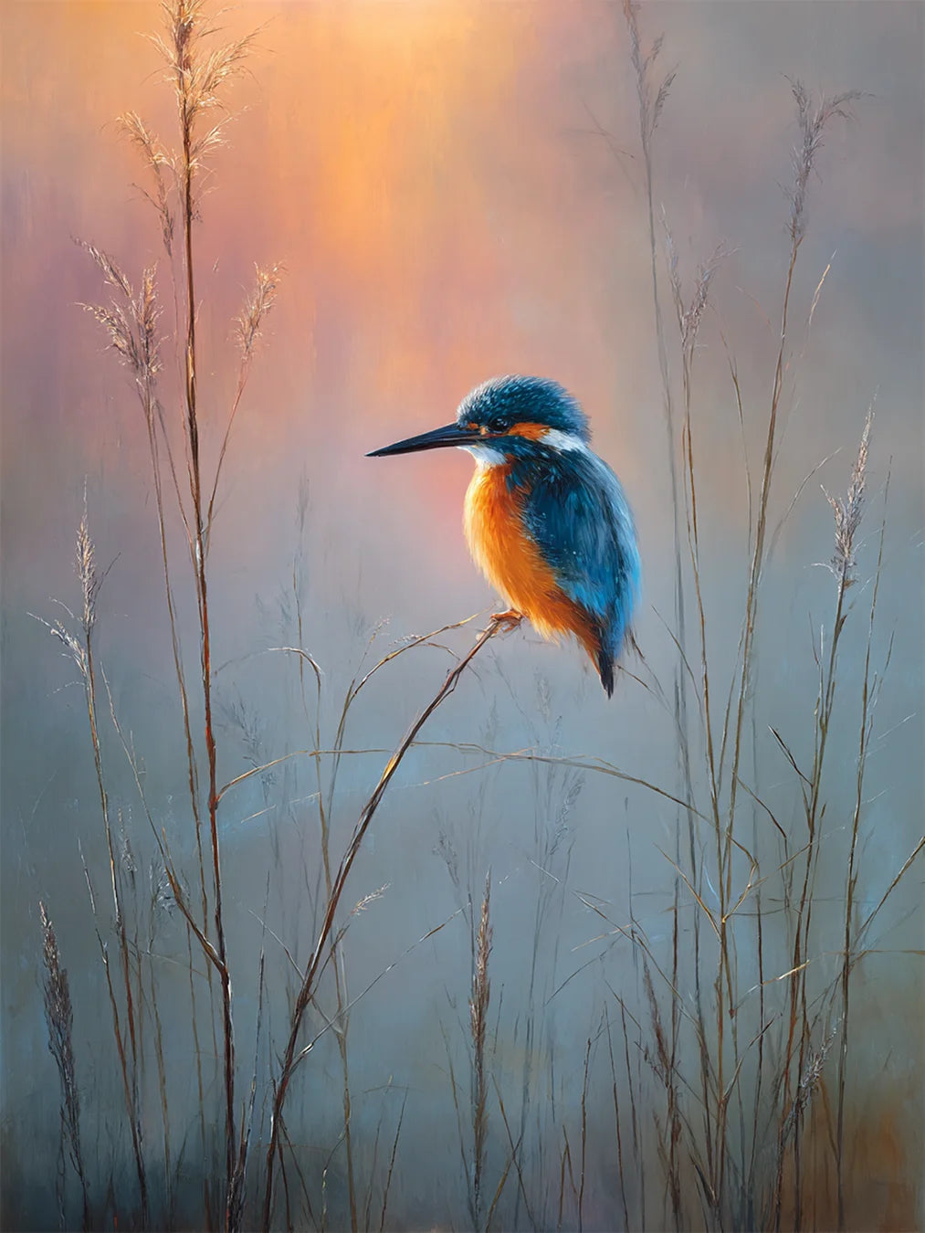 Diamond Painting - IJsvogel bij zonsopkomst