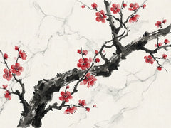 Diamond Painting - Inkttak met rode bloesem