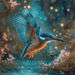Diamond Painting - Magische IJsvogel in Betoverd Boslicht