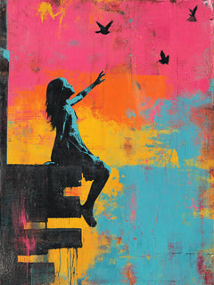 Diamond Painting - Banksy kleurrijk - Meisje met vogels