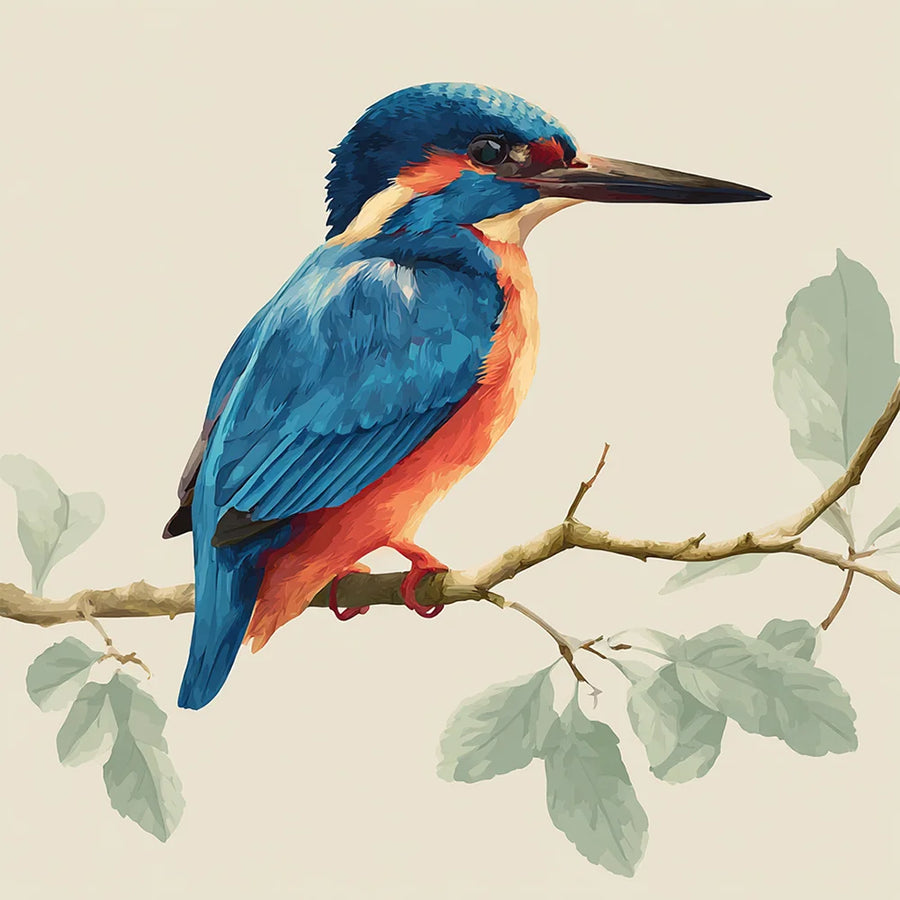 Diamond Painting - De IJsvogel op een Zachte Tak