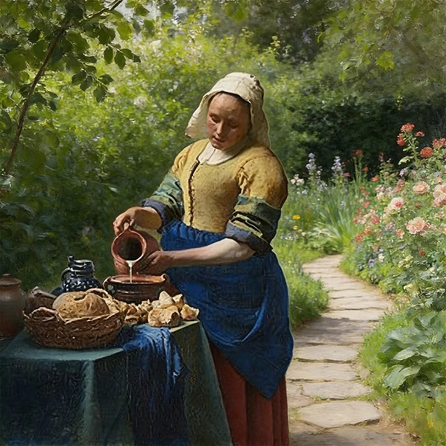 Diamond Painting - De melkmeid in de tuin