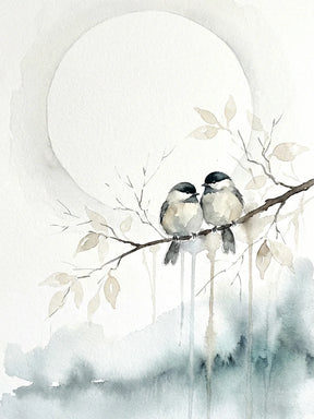 Diamond Painting - Twee vogels onder de maan