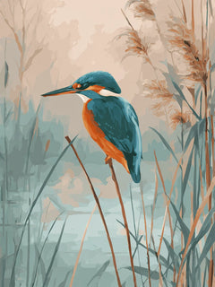 Diamond Painting - IJsvogel bij Zonsopkomst