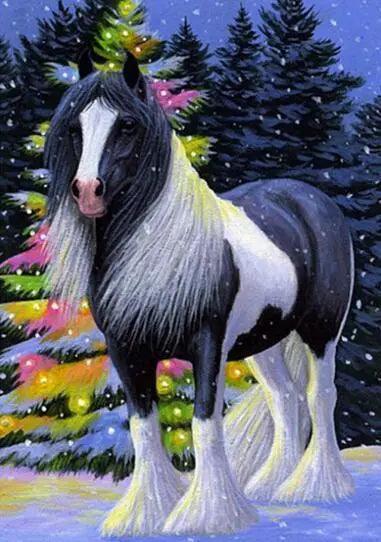 Diamond Painting Paard in de Sneeuw – detailbeeld 2