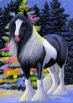 Diamond Painting Paard in de Sneeuw – detailbeeld 2