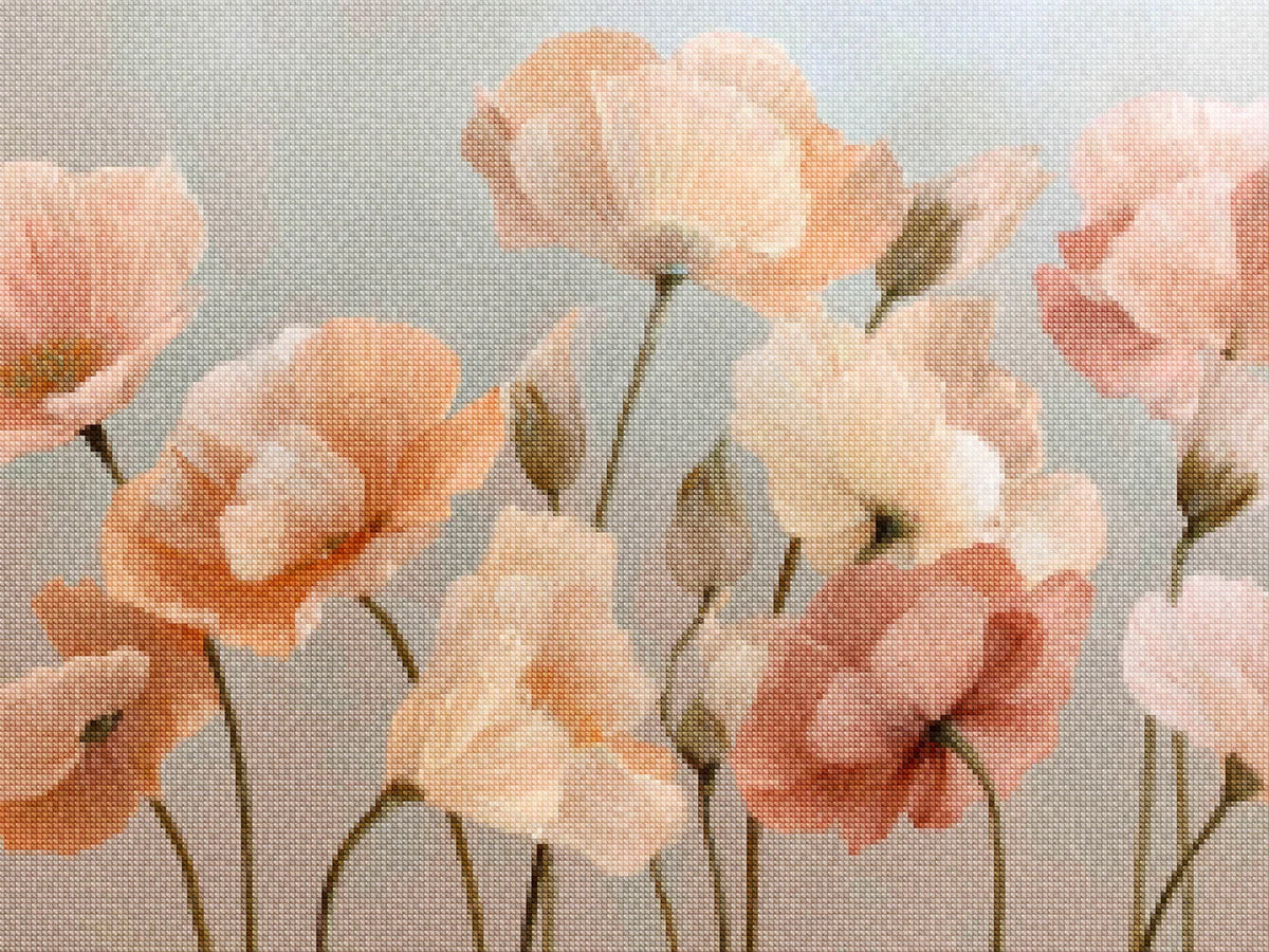 Diamond Painting - Klaprozen in zachte kleuren