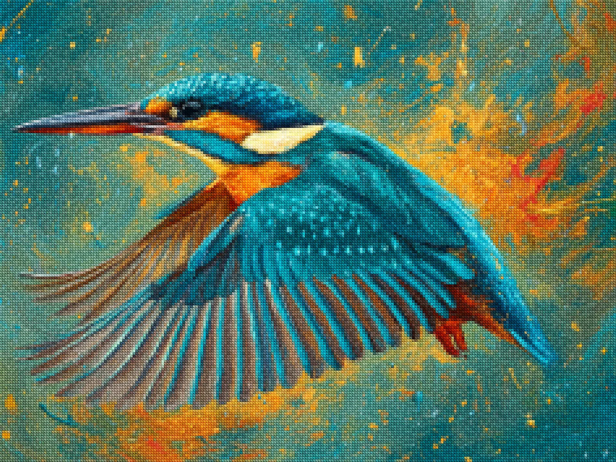 Diamond Painting - IJsvogel in Actie door Vuur en Wind