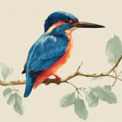 Diamond Painting - De IJsvogel op een Zachte Tak