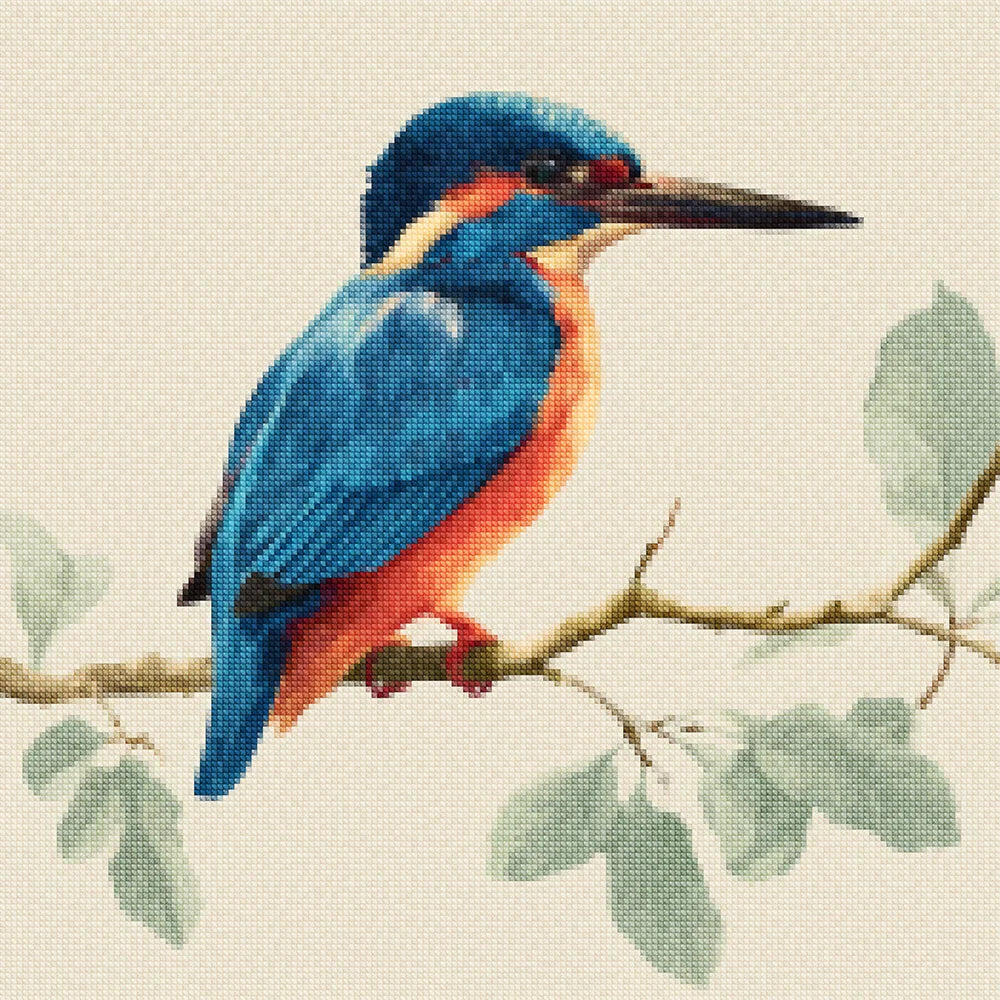 Diamond Painting - De IJsvogel op een Zachte Tak