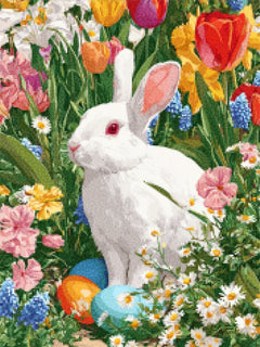 Diamond Painting - Paashaas tussen de Tulpen