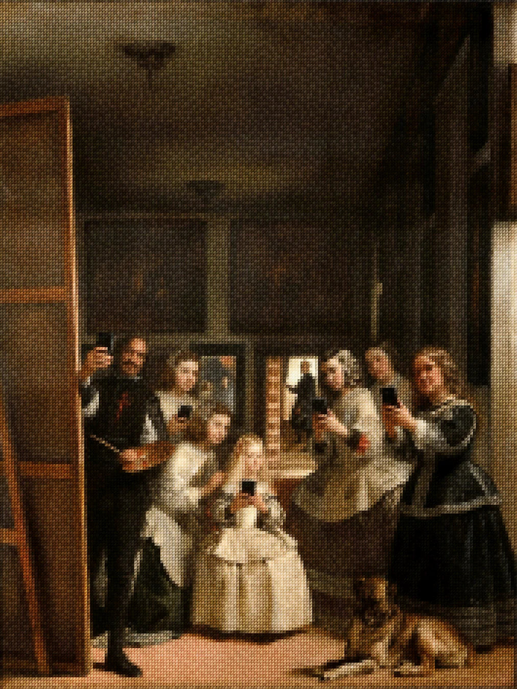 Diamond Painting - Las Meninas op hun telefoons