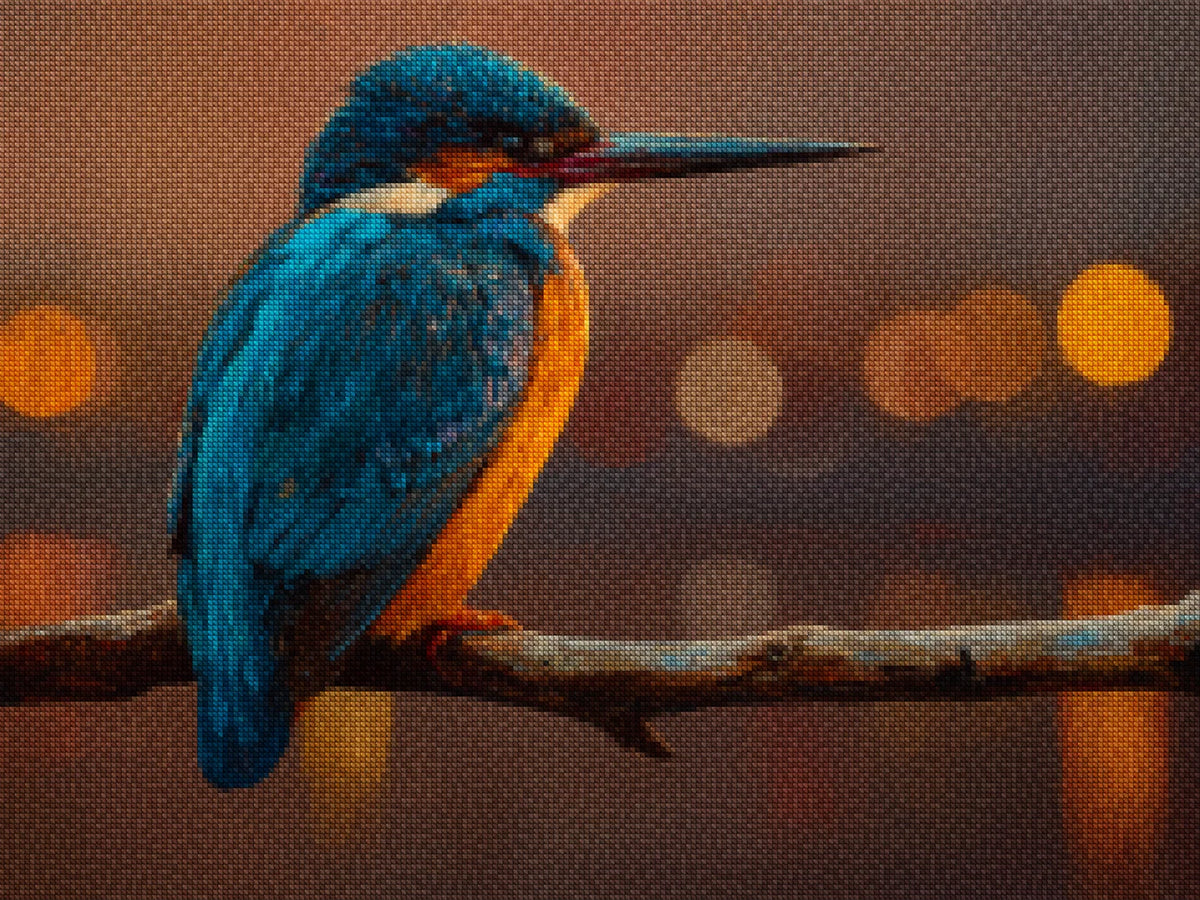 Diamond Painting - Panoramische IJsvogel in Avondgloed