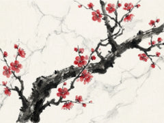 Diamond Painting - Inkttak met rode bloesem