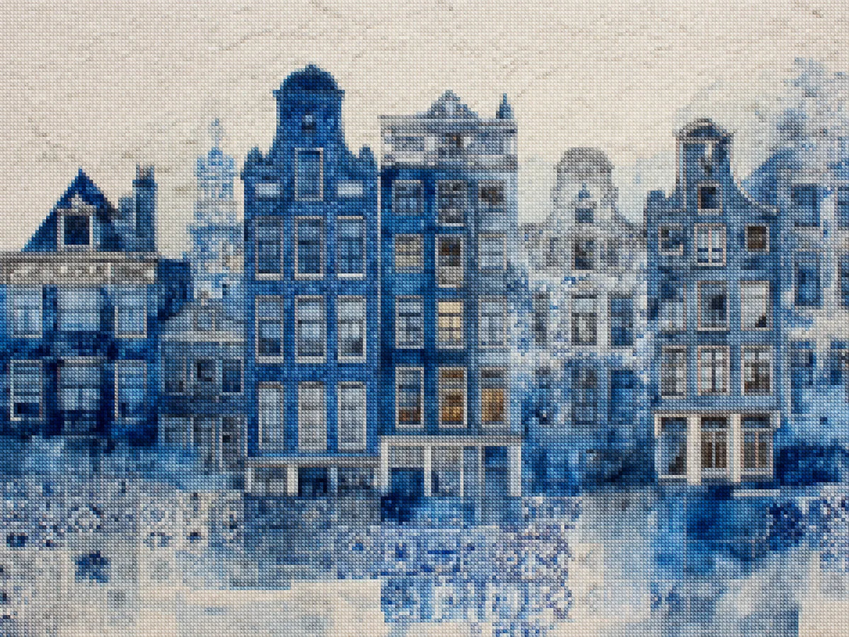 Diamond Painting - Collage van Delft, in Delfts blauw