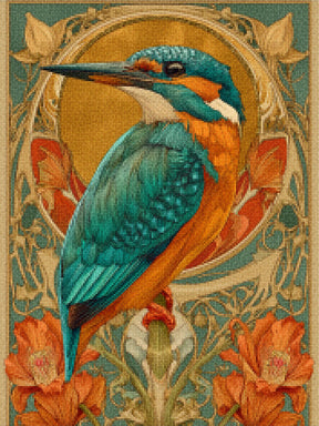 Diamond Painting - Jugendstil IJsvogel in Goud