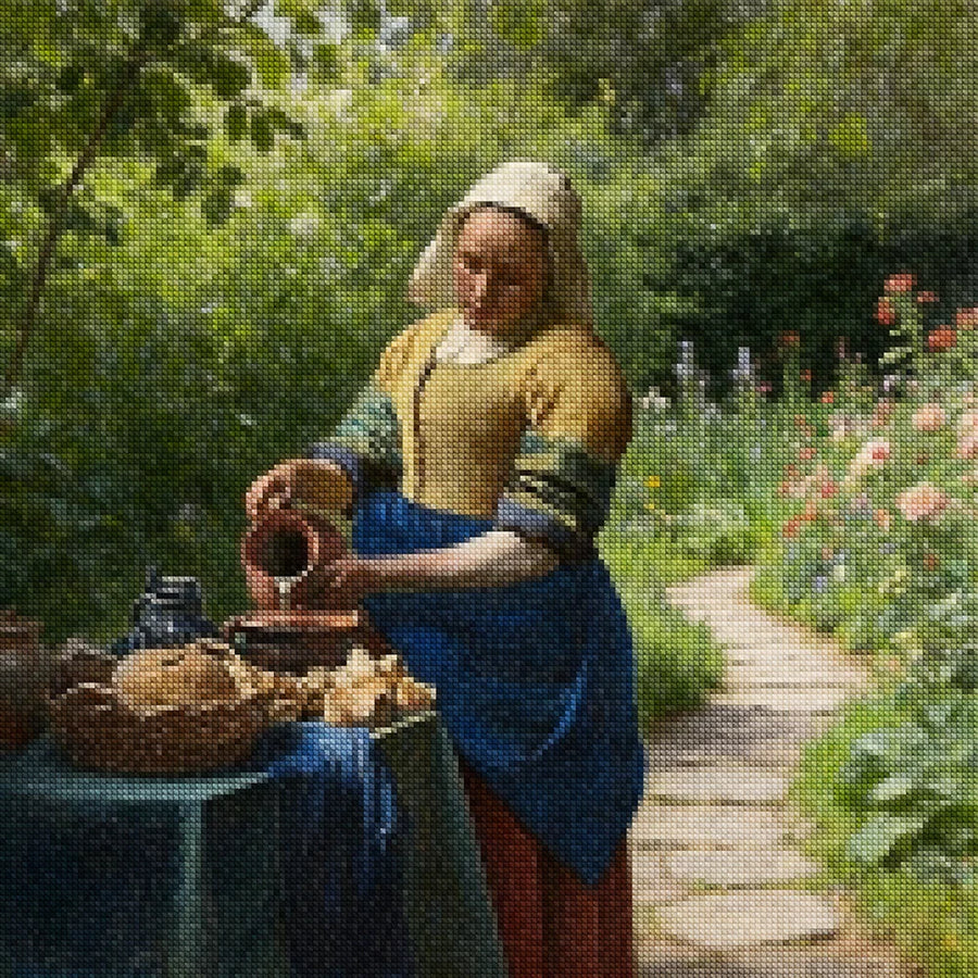 Diamond Painting - De melkmeid in de tuin