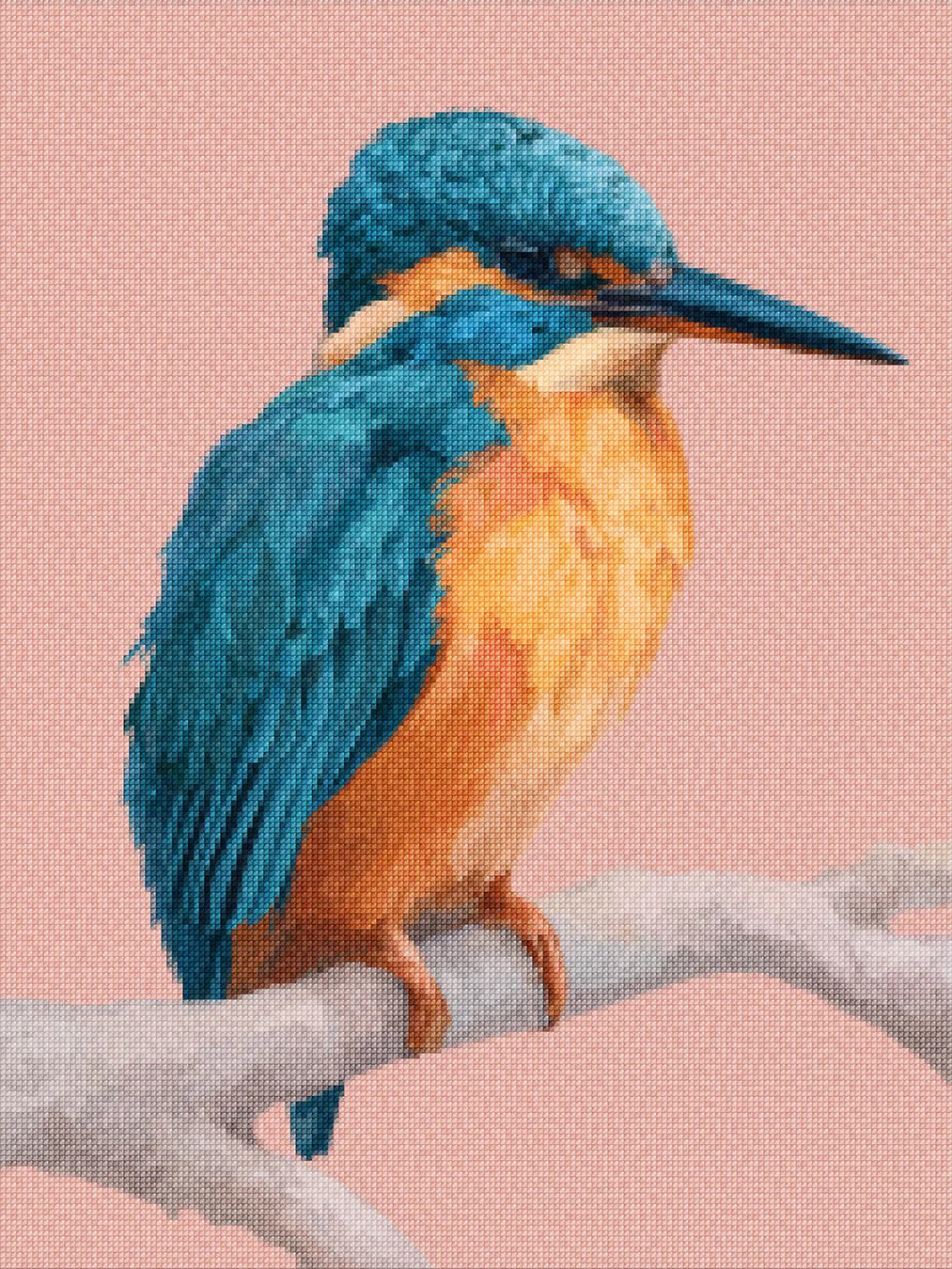 Diamond Painting - Aquarel IJsvogel op Tak