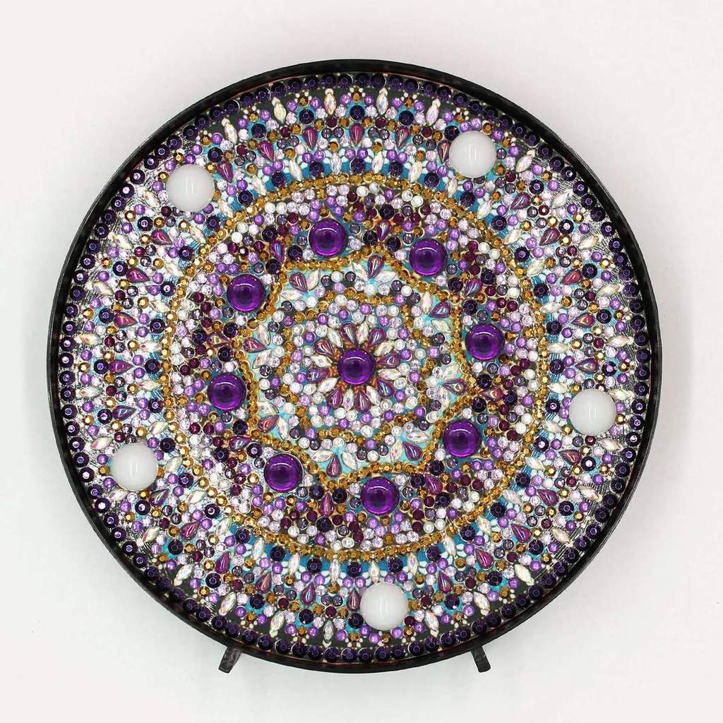 Diamond Painting Rond Lampje Amethist Mandala – productweergave