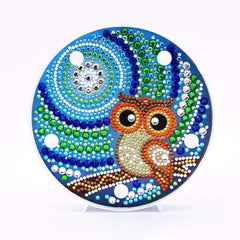 Diamond Painting Rond Lampje Uil en Maan – productweergave
