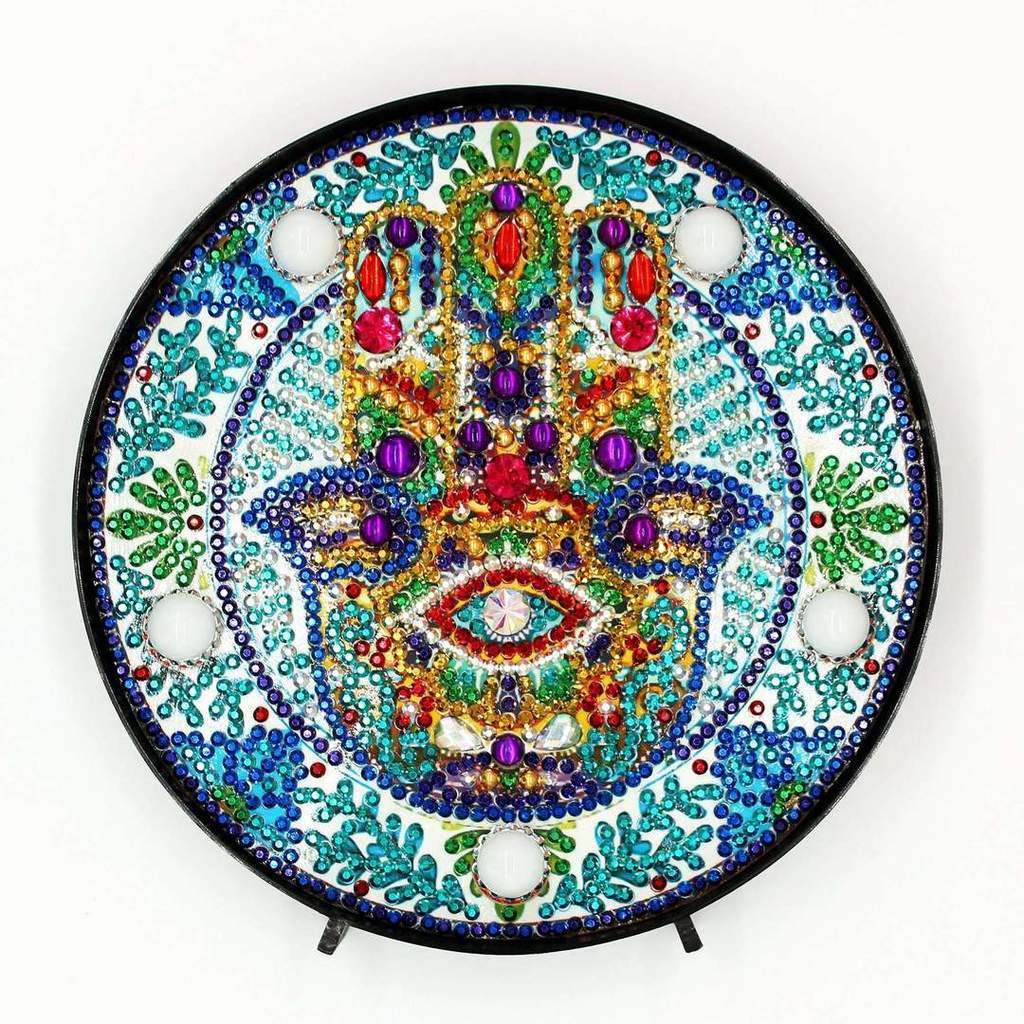 Diamond Painting Rond Lampje Hamsa Hand – productweergave