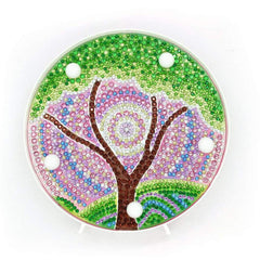 Diamond Painting Rond Lampje Mandala Groene Boom – productweergave