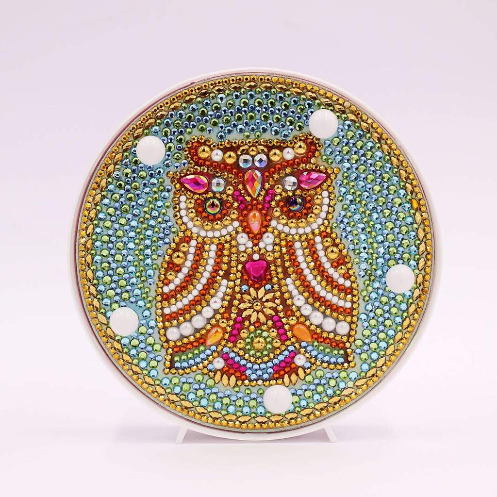 Diamond Painting Rond Lampje Slaperige Uil – productweergave