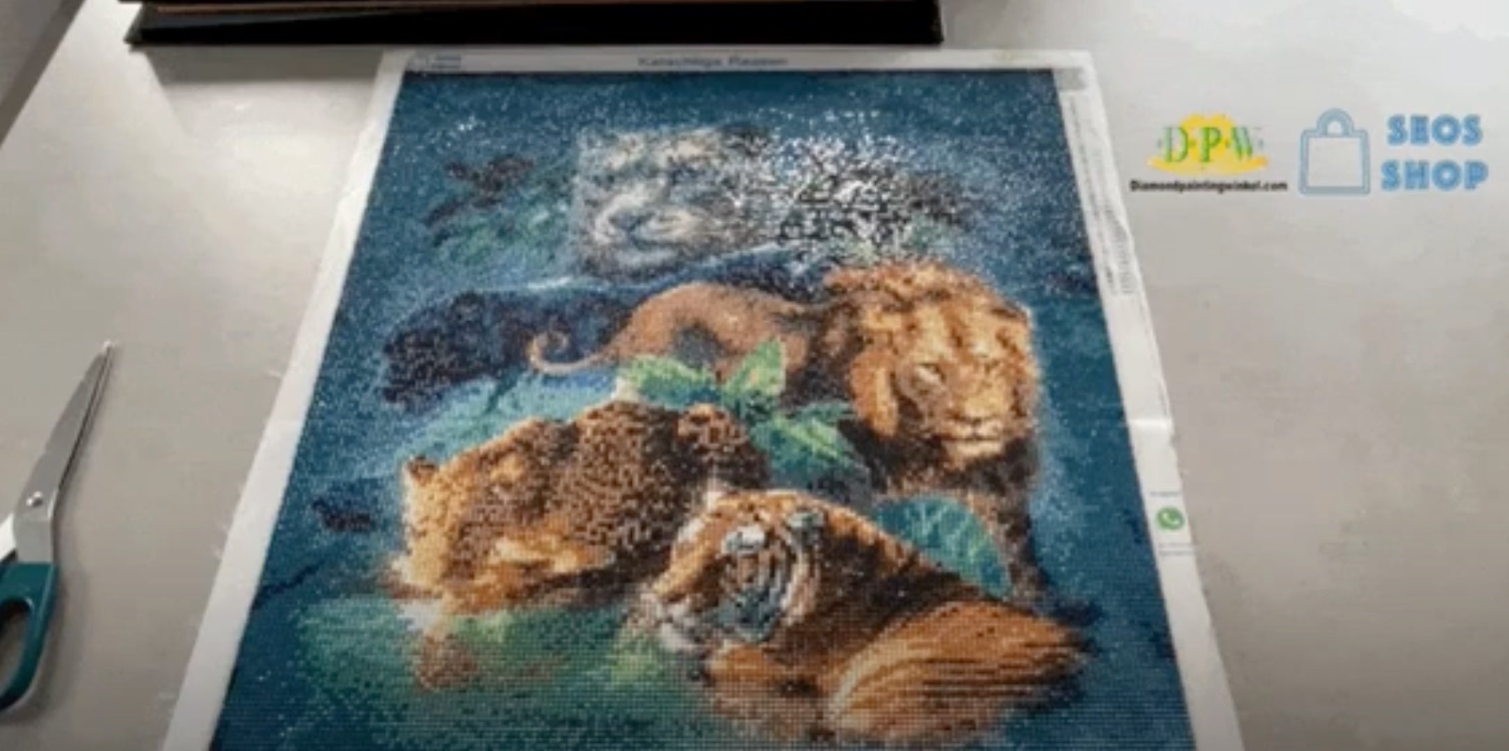 Voltooide diamond painting met wilde dieren