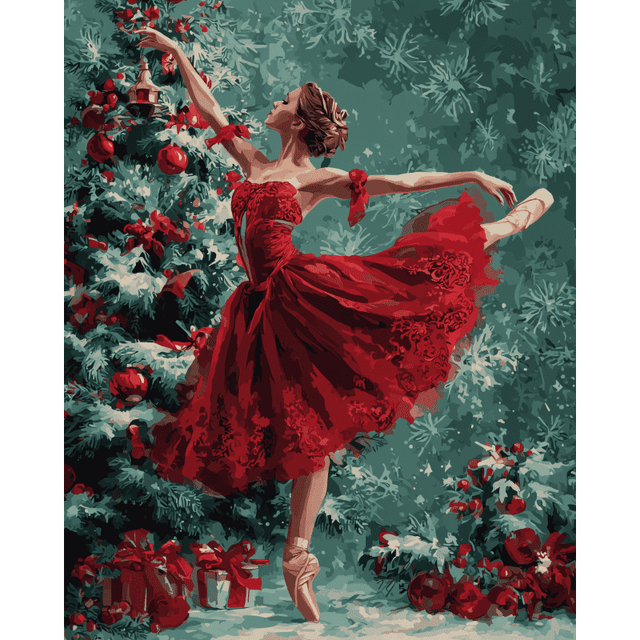 diamond painting - ballerina in het rood – afbeelding 1