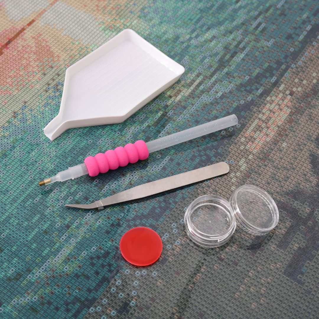 diamond painting - boom met lichtjes in het bos – afbeelding 5