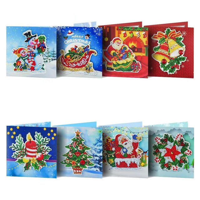 diamond painting kerstkaarten 8 stuks – afbeelding 1