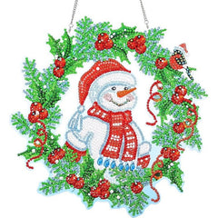 diamond painting kerstkrans – sneeuwpop – afbeelding 1