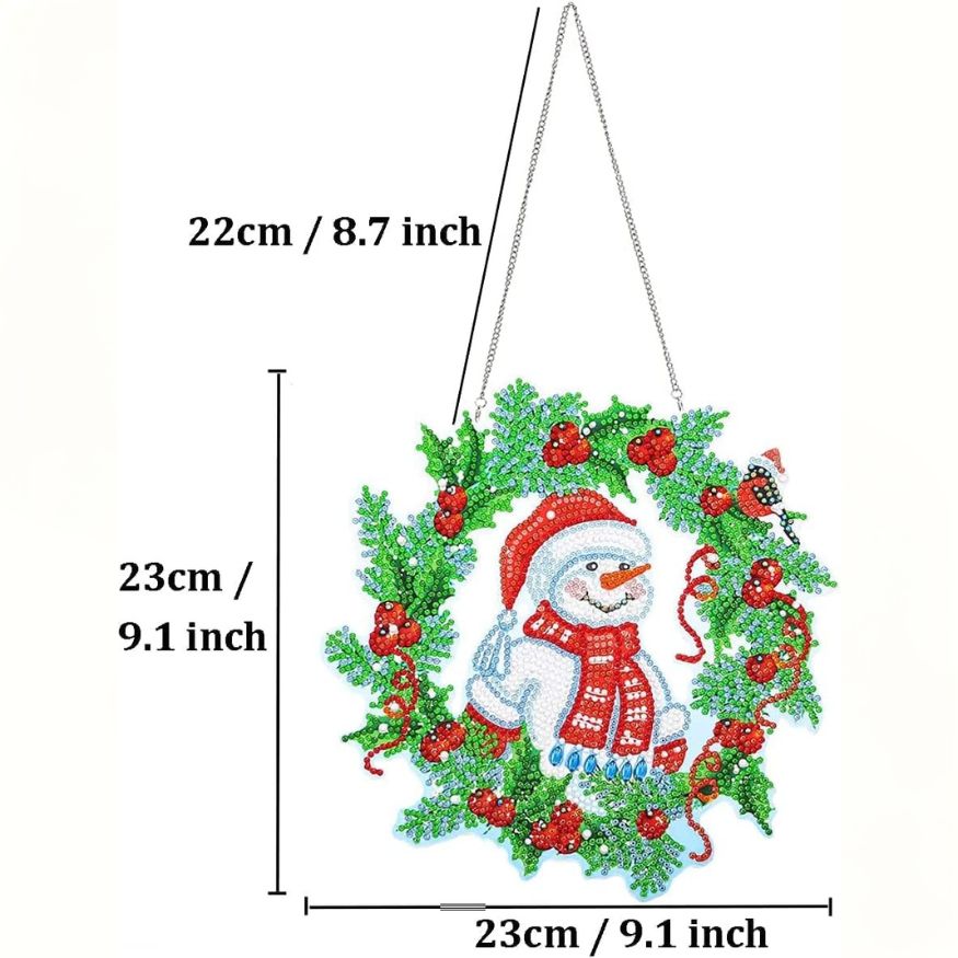 diamond painting kerstkrans – sneeuwpop – afbeelding 2