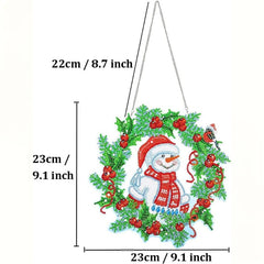 diamond painting kerstkrans – sneeuwpop – afbeelding 2