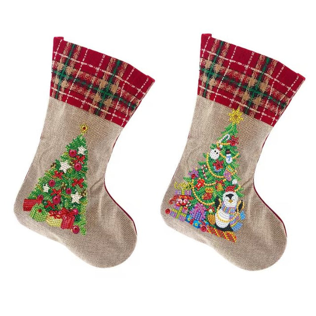 diamond painting kerstsokken - kerstboom set – afbeelding 1