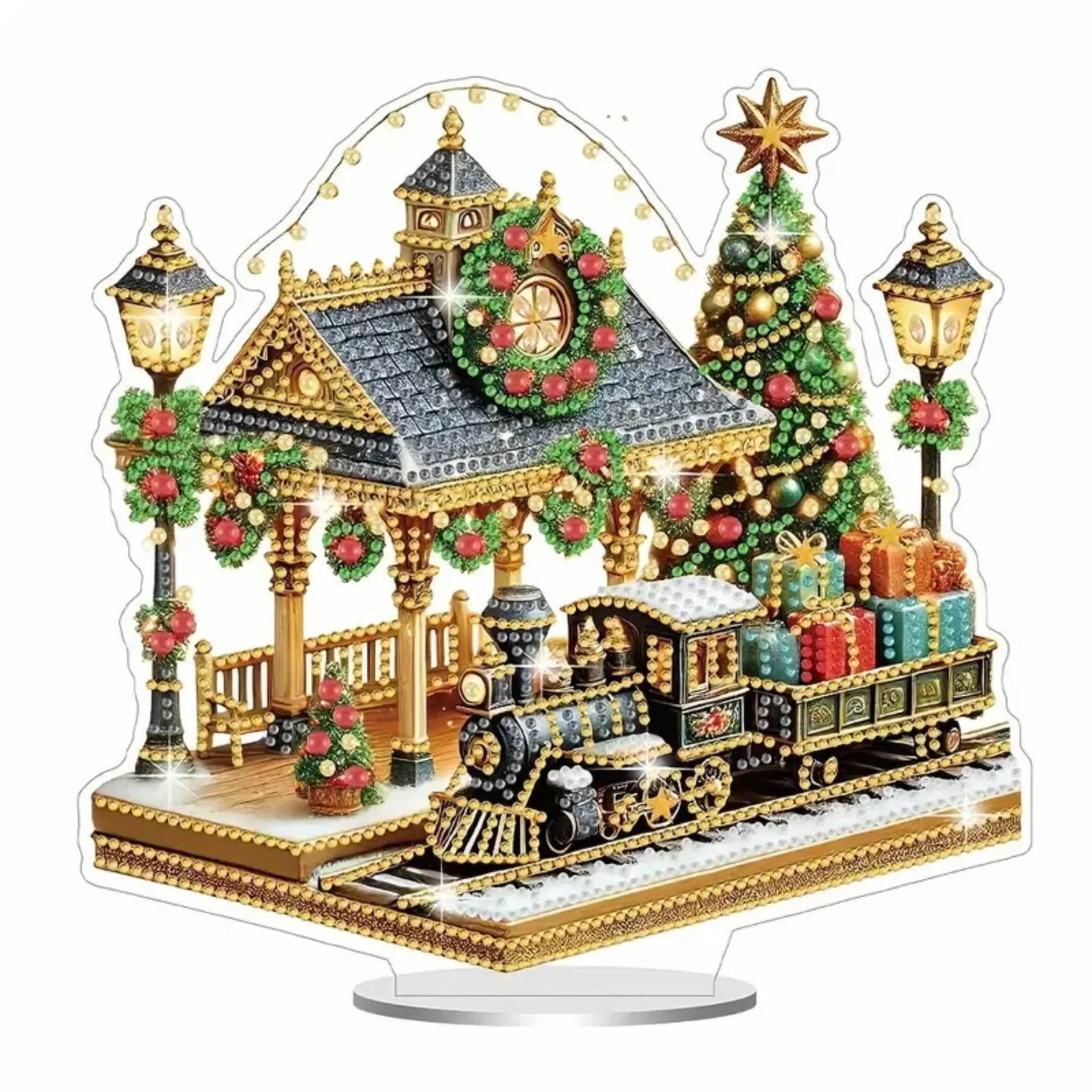 diamond painting ornament - kersttrein – afbeelding 1