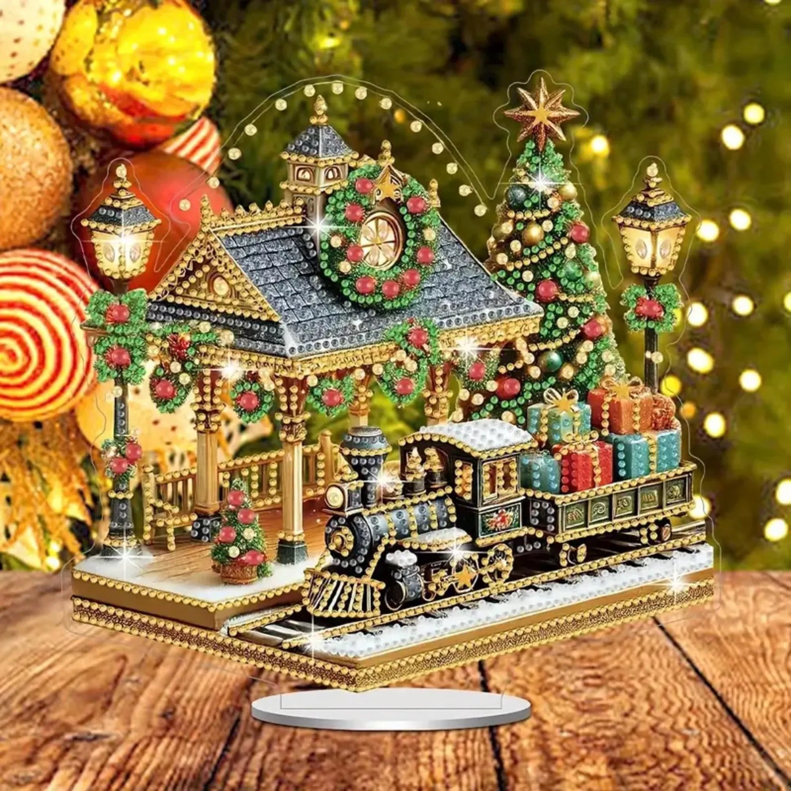 diamond painting ornament - kersttrein – afbeelding 2