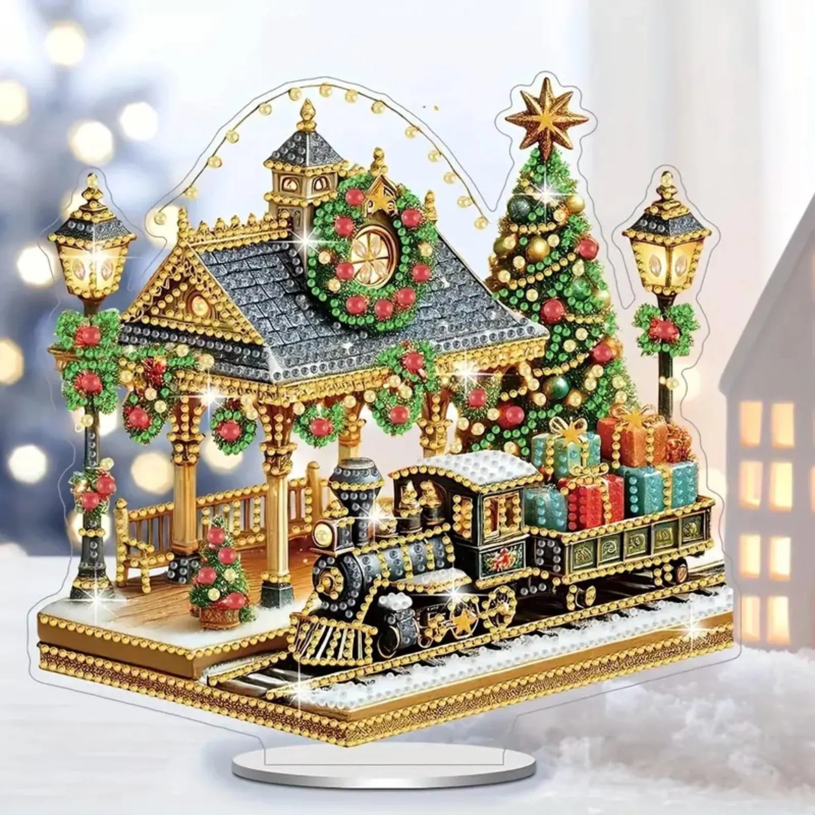 diamond painting ornament - kersttrein – afbeelding 4