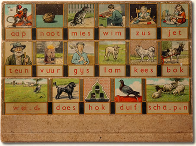 diamond painting aap noot mies 1961 – schrijfletters gebaseerd op M.B. Hoogeveen uit 1961–1966