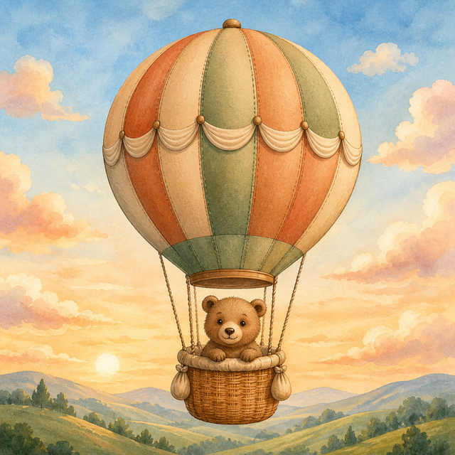 Diamond Painting Beer in een Zachte Luchtballon – volledig origineel babykamerontwerp