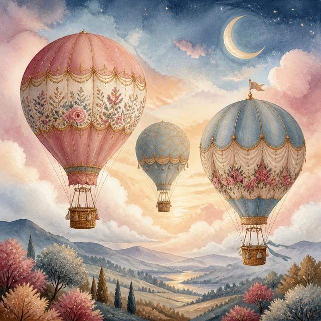 Diamond Painting Luchtballonnen boven Droomland – volledig origineel babykamerontwerp