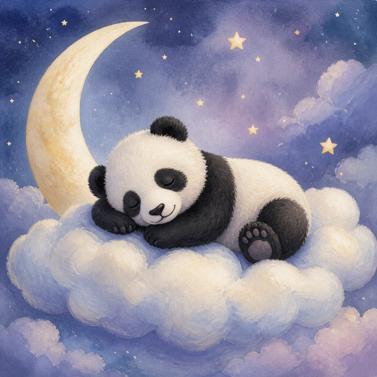 Diamond Painting Panda op een Droomwolk – volledig origineel babykamerontwerp